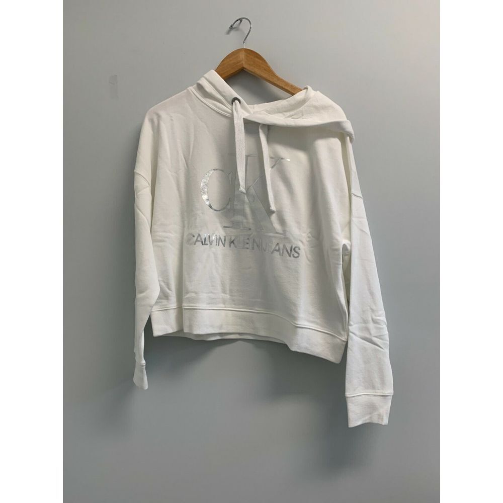 Calvin Klein Jeans Ladies' XXL Dip Dye Hoodie Sweatshirt‎ White Silver CK Logo